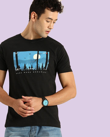 Boldbasics - Men's Black More Memories Graphic Printed T-shirt