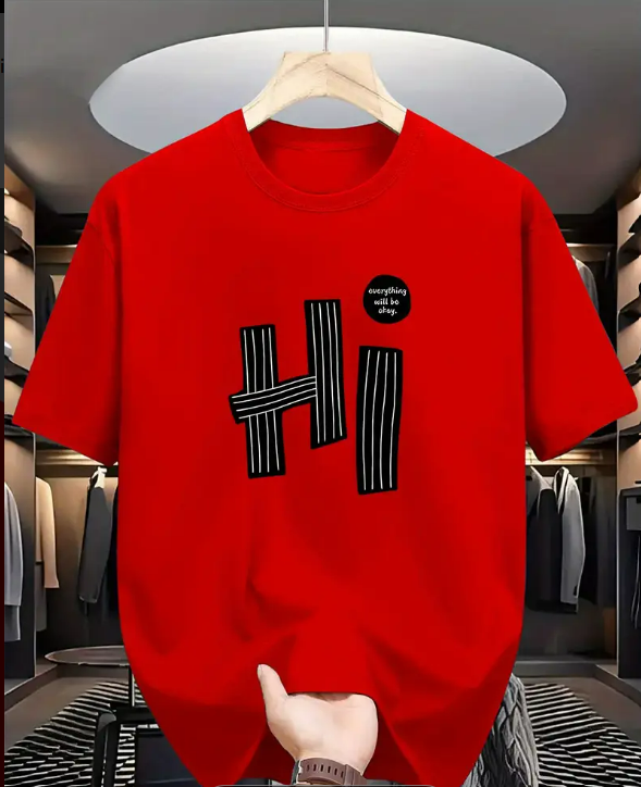 BasicsBold - Men's Graphic Red Printed T-shirt & Short