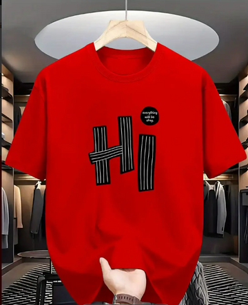 BasicsBold - Men's Graphic Red Printed T-shirt & Short