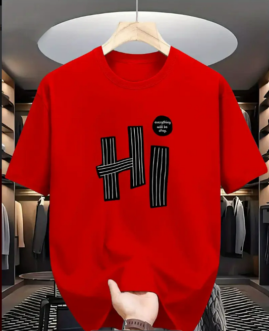 BasicsBold - Men's Graphic Red Printed T-shirt & Short