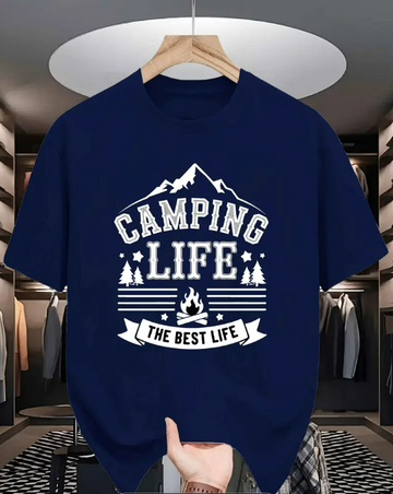 BasicsBold - Men's Blue Graphic Printed T-shirt