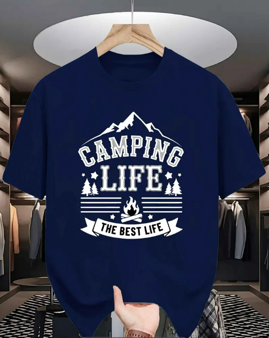 BasicsBold - Men's Blue Graphic Printed T-shirt