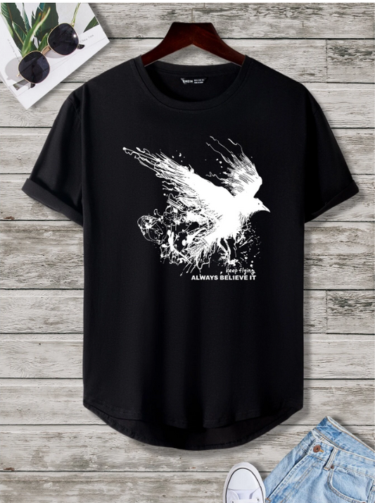 BasicsBold - Men's Flying Birds Graphic Printed T-shirt