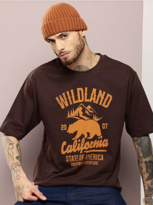 BasicsBold - Men's Graphic Maroon Printed T-shirt